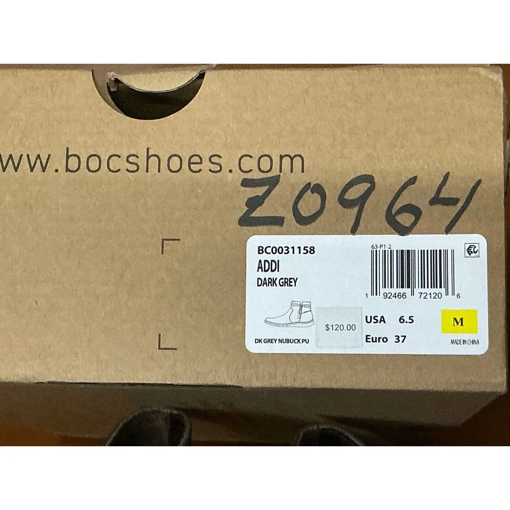 b.o.c. Addi Ankle Boots Womens 6.5 Dark Grey BC0031158 Zip Up Tie